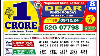 🔴DEAR  Lottery Sambad Result 8PM 09122024 Dear Finch Monday [upl. by Dilly]