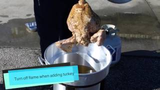 Deep frying turkey demonstration and safety tips [upl. by Notyep]