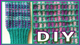 Kästchenmuster stricken  Socken  Muster • DIY  Julebuergerfee [upl. by Esnahc]