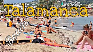 4KHD BEACH WALK TOUR AT TALAMANCA BEACHLa Hermosa Playa de Talamanca Ibiza  Ibiza Best Beaches [upl. by Ardel414]