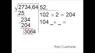 Operaciones Básicas Raiz cuadrada con Decimales [upl. by Aicinoid]