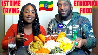 Ethiopian Food Mukbang 1st Time Trying [upl. by Kevan665]