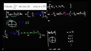 Ex  calcul de lintégrale de fx  sinnx entre 0 et pi avec n entier non nul [upl. by Aynnek958]