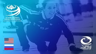 United States v Russia  round robin  LGT World Womens Curling Championships 2019 [upl. by Eelamme364]