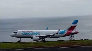 EUROWINGS DISCOVER AIRBUS A320 LANDING at Madeira Airport [upl. by Aisayt428]