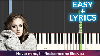 Adele  Someone Like You EASY Piano Tutorial  Lyrics [upl. by Lalaj]