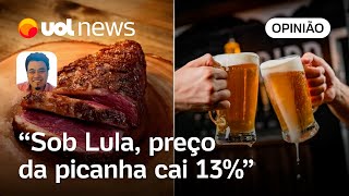 Inflação Com churrasco sob Lula preço da picanha cai 13 e o da cerveja sobe 5 no ano  Sakamoto [upl. by Donelson]