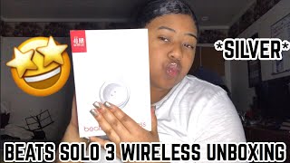 UNBOXING MY BEATS SOLO 3 WIRELESS HEADPHONES SILVER [upl. by Essilrahc786]