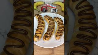 👩🏼‍🍳Recette 🍌Banane feuilleté  Kinder Maxi 🍫 asmr food recipe chocolate chocolat satisfying [upl. by Nalyd]