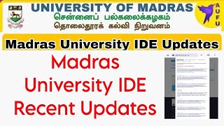 Madras University IDE Latest Updates Details👍 [upl. by Sillert]