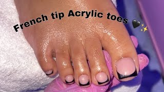 Acrylic toe tutorial French tips  How to do acrylic toes [upl. by Vigor]