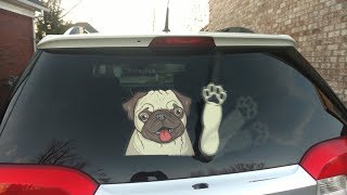 Waving Pugly Pug WIperTags attach to rear wiper blades [upl. by Michey]