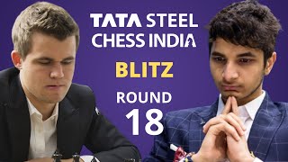 Magnus Carlsen vs Santosh Gujrathi Vidit  Tata Steel India Blitz 2024  Round 18 [upl. by Gilbye]