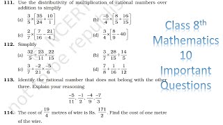 IMPORTANT QUESTIONS  CLASS 8  MATHS  NCERT EXEMPLAR [upl. by Rawdan]