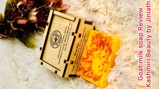 Saffron Goat milk soap review kashmiri beauty by jiniath glass skin soap [upl. by Aleb]