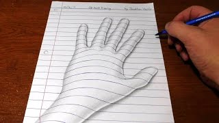 How to Draw a 3D Hand  Trick Art Optical Illusion [upl. by Lowson]