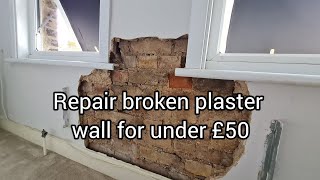 Blown wall plaster repair with hardwall plaster directly on to brick for under £50 [upl. by Ainslie]