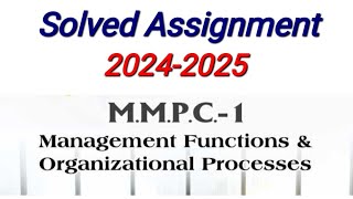 MMPC 01 Solved Assignment 202425  MMPC 01 Solved Assignment july 2024 Session  MMPC 1 assignment [upl. by Amehr]