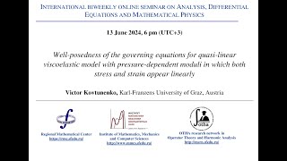 Seminar on Analysis Differential Equations and Mathematical Physics  Victor Kovtunenko [upl. by Dody]