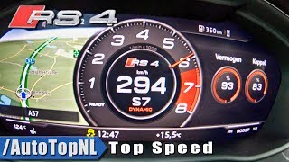 AUDI RS4 B9 29 V6 TURBO  ACCELERATION amp TOP SPEED 0294kmh LAUNCH CONTROL by AutoTopNL [upl. by Monteria516]