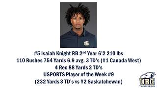 Isaiah Knight 5 UBC Football AllCanadian Tape 2022 [upl. by Naujek]