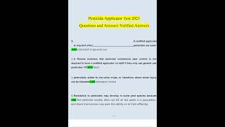 Pesticide Applicator Test 2023 Questions and Answers Verified Answers [upl. by Fraze]