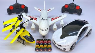 RemoteControl RC Flying Helicopter amp 3D Light RC Car with a380 Model Aircraft Unboxing amp Testing 😍 [upl. by Aleahcim]