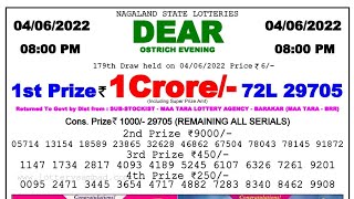 Lottery Sambad Night Result 8pm 04062022  Dear Lottery  Nagaland State Lottery  Lotari Song Bad [upl. by Allrud]