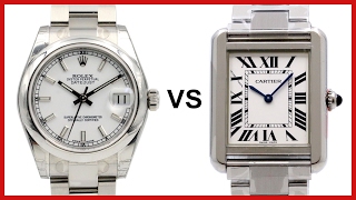 ▶ Rolex Datejust 31 vs Cartier Tank Solo  WATCH COMPARISON round vs square watches [upl. by Oivalf]