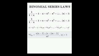 Binomial Series Laws binomialtheorem binomialdistribution series Binomial [upl. by Blanch705]