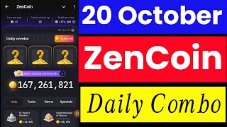 Zen coin daily combo today 20 october  today combo zen coin  daily combo zen coin [upl. by Hayott]