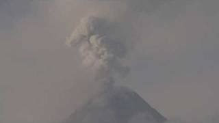 Ash explodes from the crater of Mayon Volcano Philippines on 22nd Dec 2009 [upl. by Eyot]