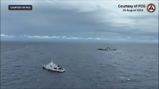 Chinese vessels block Philippine ships headed to Escoda Shoal [upl. by Akemet201]