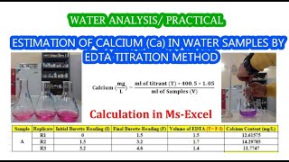 Estimation of Calcium in Water Samples by EDTA Titration Method AZ [upl. by Dewey]