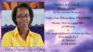 Service of Thanksgiving for life Cathyann Edwardene PRESCOD [upl. by Arratahs301]