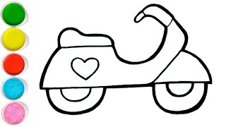 Easy Vespa DrawingPainting amp Coloring for Kids and ToddlersHow to Draw Easy Vespa [upl. by Harman]