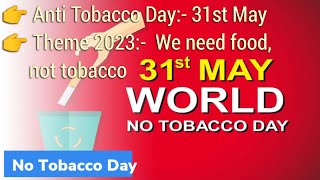 Current affairs 31 May 2023  World no Tobacco day MCQ  World NoTobacco Day 2023 GK Question [upl. by Nowyt]