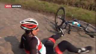 Crash Fabian Cancellara during 2013 ParisRoubaix reconnaissance [upl. by Dde]