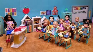 First day of school 2023  Elsa amp Anna toddlers  Barbie is the new teacher  classroom fun [upl. by Annocahs]