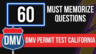 DMV Permit Test 2024 California 60 Must Memorize Questions [upl. by Farlay]