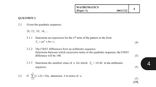 Mathematics Preparation Grade 12 Paper 1  Prelim 2024 Question 2  Sequences and series [upl. by Hakim]