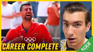 REACTION Djokovic WINS OLYMPIC GOLD over Alcaraz  Paris 2024 [upl. by Iturk]