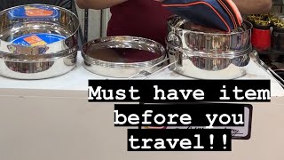 Travelling tiffin compact item unique travel dinner set [upl. by Einnaf]