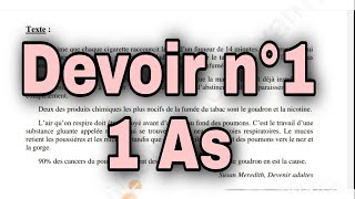 Français 1AS devoir n°1 الفرض الأول في اللغة الفرنسية مستوى أولى ثانوي [upl. by Cherry]