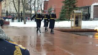 The Changing of the Guard Tomb of the Unknown Soldier The Kremlin Moscow January 2018 [upl. by Sama90]