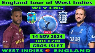 West Indies vs England  WI vs ENG  3rd T20 of England tour of West Indies 2024  Cricket Info Live [upl. by Eked]