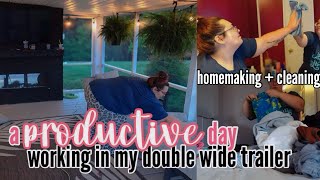 ✨ WORKING IN MY DOUBLE WIDE TRAILER ✨  a productive day in the double wide  cleaning  homemaking [upl. by Joye]