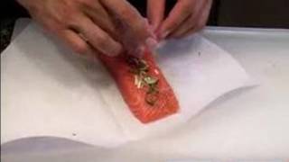 Fish Recipes  Cooking Salmon En Papillote Recipe Step 2 [upl. by Enyar]