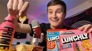 ASMR Lunchly Taste Test  Review 🔴🔵 mukbang [upl. by Assilaj]