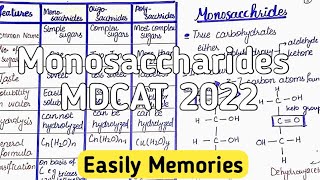 Monosaccharides  MDCAT 2022  Carbohydrate [upl. by Esinal]